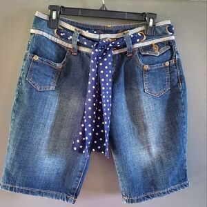 Baccini Blue Jean Shorts with Polka Dot Belt